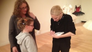 One of our dancers met Miss Evelyn Hart at the Woodstock Art Gallery during her tutu exhibition!
